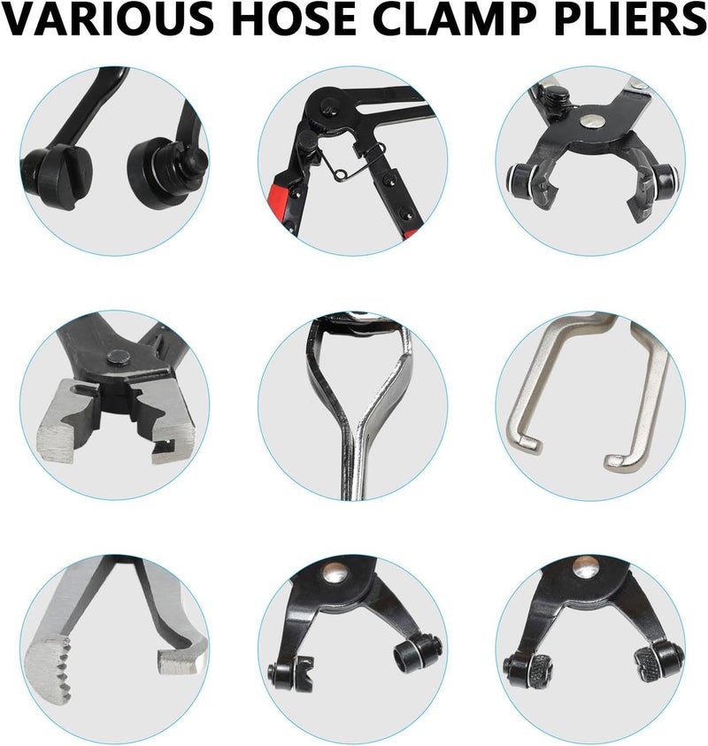 DPTOOL Hose Clamp Pliers Set 15pcs Hose Clamp Removal and Installation Tool Kit for Automotive Coolant Radiator Heater, Water Hose, fuel lines etc, with 2pcs Electrical Disconnect Pliers - Image 4
